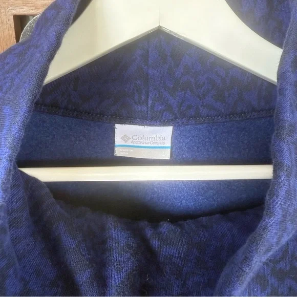 Columbia Woman’s Lodge Funnel Pullover Blue & Black Fleece Lined Size Large Cowl - Picture 2 of 6